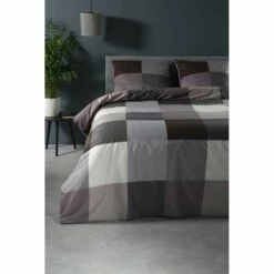 Ten Cate Katoenen Eenpersoons Dekbedovertrek - 140x200/220 - Block Antraciet -NL Beddengoed Verkoop 2024 1000023984 0110