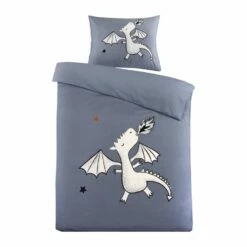 Kidzroom Dragon Dekbedovertrek - 140x200 - Blauw