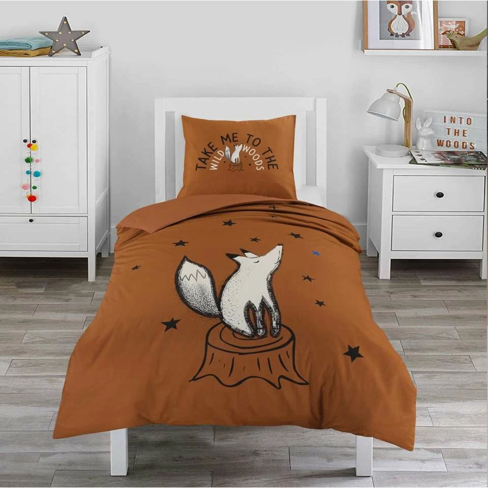 Kidzroom Fox Dekbedovertrek - 120x150 - Bruin 4 Kidzroom Fox Dekbedovertrek - 120x150 - Bruin - Afbeelding 2