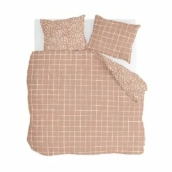 Walra - Dekbedovertrek Remade Dots & Squares - 200x220 Cm - Terra
