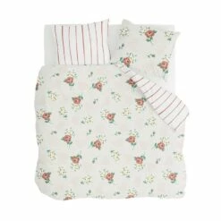 Walra - Dekbedovertrek Red Roses - 200x220 Cm - Off White