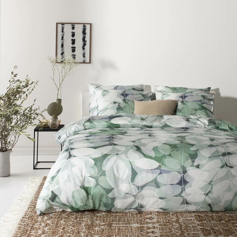 Cinderella Dekbedovertrek Levy - Satijn - 200x200/220 Cm - Green 4 Cinderella Dekbedovertrek Levy - Satijn - 200x200/220 Cm - Green - Afbeelding 2