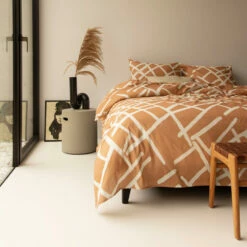 Damai Dekbedovertrek Kline - Katoen - 260x200/220 Cm - Caramel -NL Beddengoed Verkoop 2024 1000035340 0101