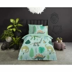 Good Morning Dekbedovertrek "Dinono" - Groen - (100x135 Cm) -NL Beddengoed Verkoop 2024 1000035853 0101
