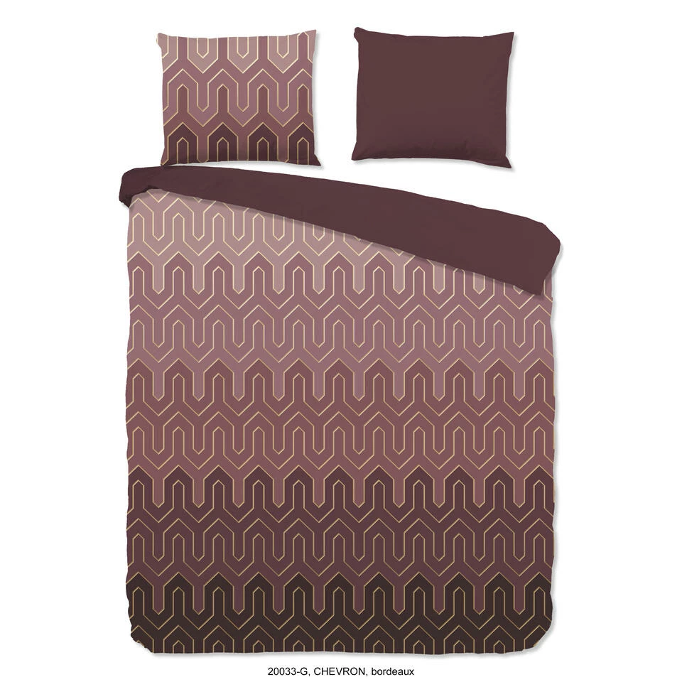 Good Morning Dekbedovertrek "Chevron" - Bordeaux - (240x220 Cm) 3 Good Morning Dekbedovertrek "Chevron" - Bordeaux - (240x220 Cm)