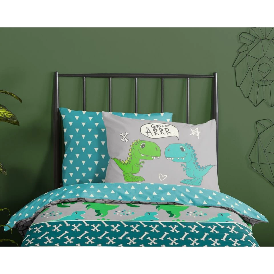 Good Morning Dekbedovertrek "Dinosaur" - Multi - (140x220 Cm) 5 Good Morning Dekbedovertrek "Dinosaur" - Multi - (140x220 Cm) - Afbeelding 3