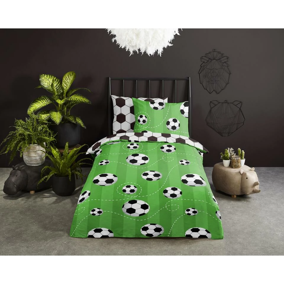 Good Morning Dekbedovertrek "Soccer" - Groen - (100x135 Cm) 4 Good Morning Dekbedovertrek "Soccer" - Groen - (100x135 Cm) - Afbeelding 2