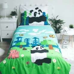 Minecraft Dekbedovertrek Explore Overworld - Eenpersoons - 140 X 200 Cm - Katoen -NL Beddengoed Verkoop 2024 1000044600 0101