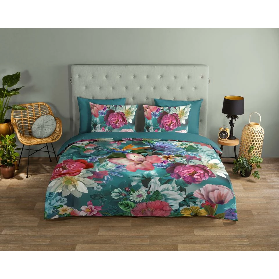 Good Morning Dekbedovertrek "Tiandra" - Petrol - (240x220 Cm) 4 Good Morning Dekbedovertrek "Tiandra" - Petrol - (240x220 Cm) - Afbeelding 2