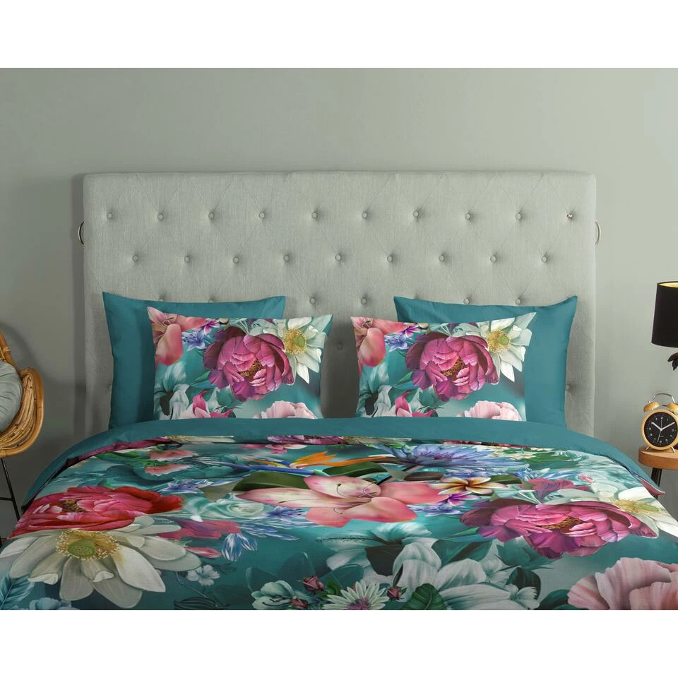 Good Morning Dekbedovertrek "Tiandra" - Petrol - (240x220 Cm) 5 Good Morning Dekbedovertrek "Tiandra" - Petrol - (240x220 Cm) - Afbeelding 3