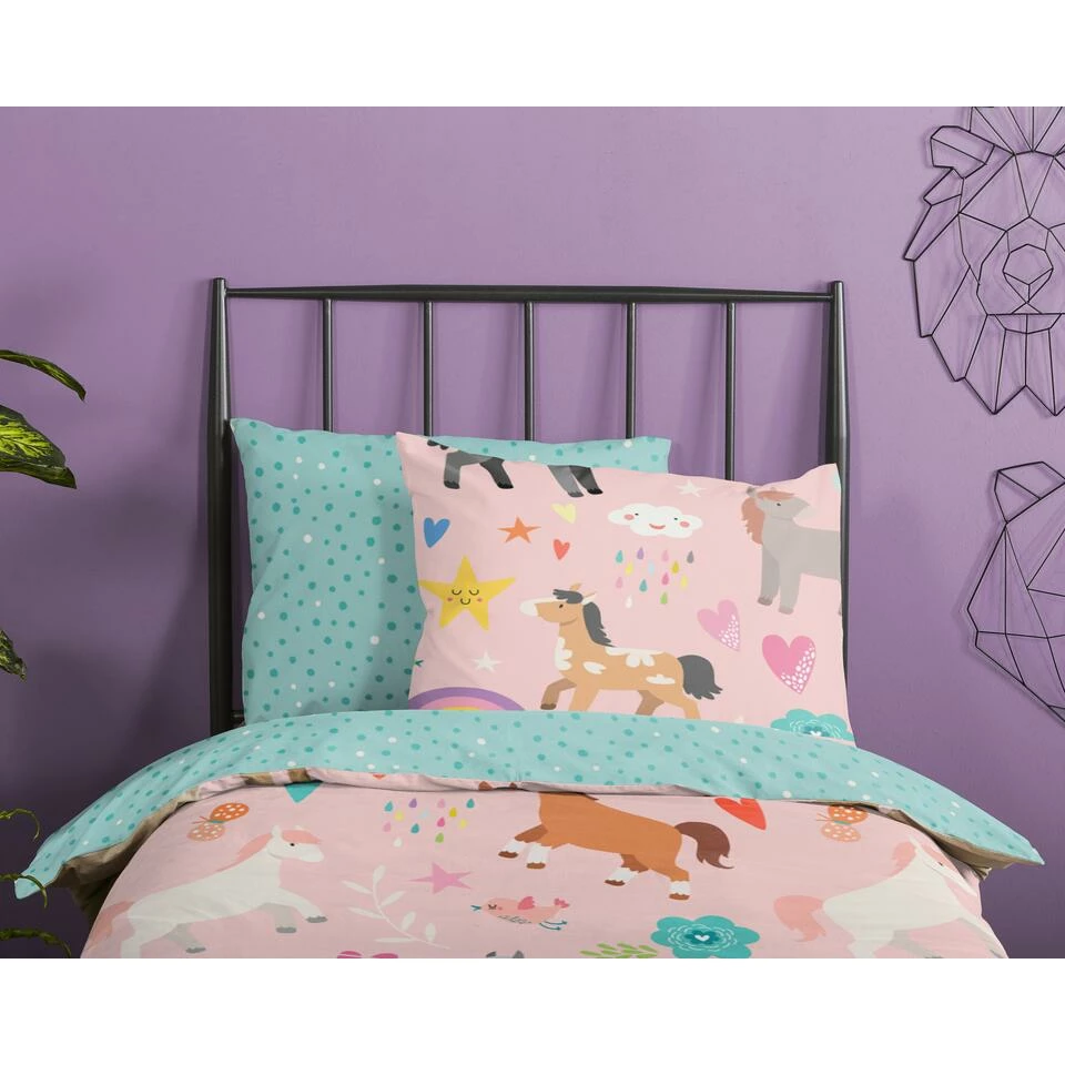 Good Morning Dekbedovertrek "Horses" - Multi - (120x150 Cm) 6 Good Morning Dekbedovertrek "Horses" - Multi - (120x150 Cm) - Afbeelding 4