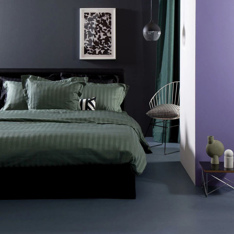 Damai Dekbedovertrek Katoen-satijn - 200x200/220cm - Groen Gestreept 6 Damai Dekbedovertrek Katoen-satijn - 200x200/220cm - Groen Gestreept - Afbeelding 4