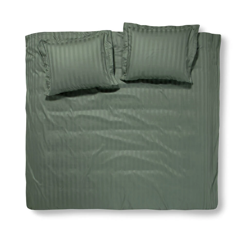 Damai Dekbedovertrek Katoen-satijn - 200x200/220cm - Groen Gestreept 3 Damai Dekbedovertrek Katoen-satijn - 200x200/220cm - Groen Gestreept