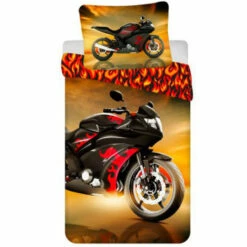 Motor Dekbedovertrek, Flame - Eenpersoons - 140 X 200 Cm - Katoen