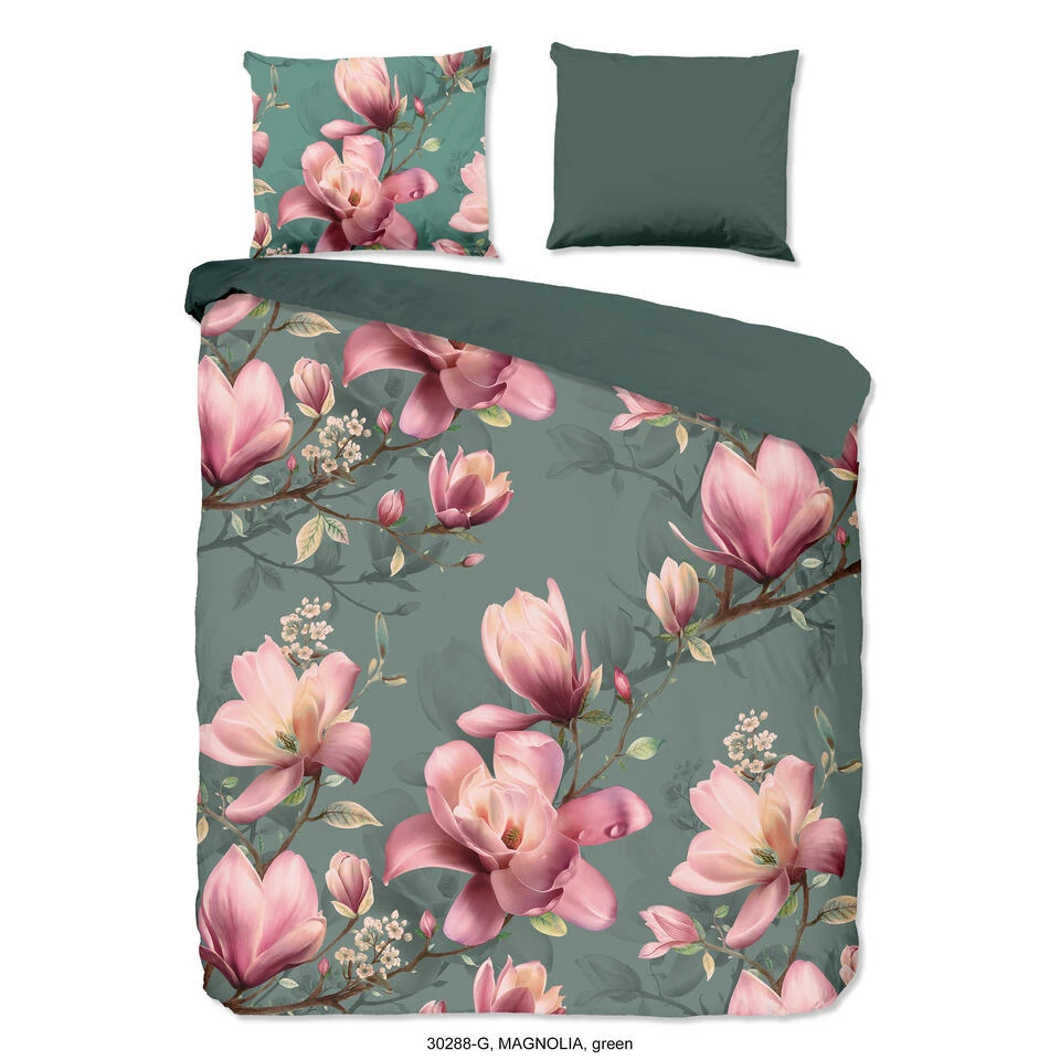 Good Morning Dekbedovertrek "Magnolia" - Groen - (240x220 Cm) 3 Good Morning Dekbedovertrek "Magnolia" - Groen - (240x220 Cm)