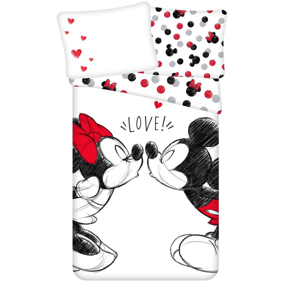 Disney Minnie & Mickey Mouse Dekbedovertrek, Love - 140 X 200 Cm - Katoen 3 Disney Minnie & Mickey Mouse Dekbedovertrek, Love - 140 X 200 Cm - Katoen