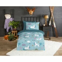 Good Morning Dekbedovertrek "Snowycorn" - Blauw - (140x220 Cm) -NL Beddengoed Verkoop 2024 1000070219 0101