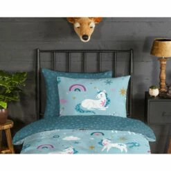 Good Morning Dekbedovertrek "Snowycorn" - Blauw - (140x220 Cm) -NL Beddengoed Verkoop 2024 1000070219 0110