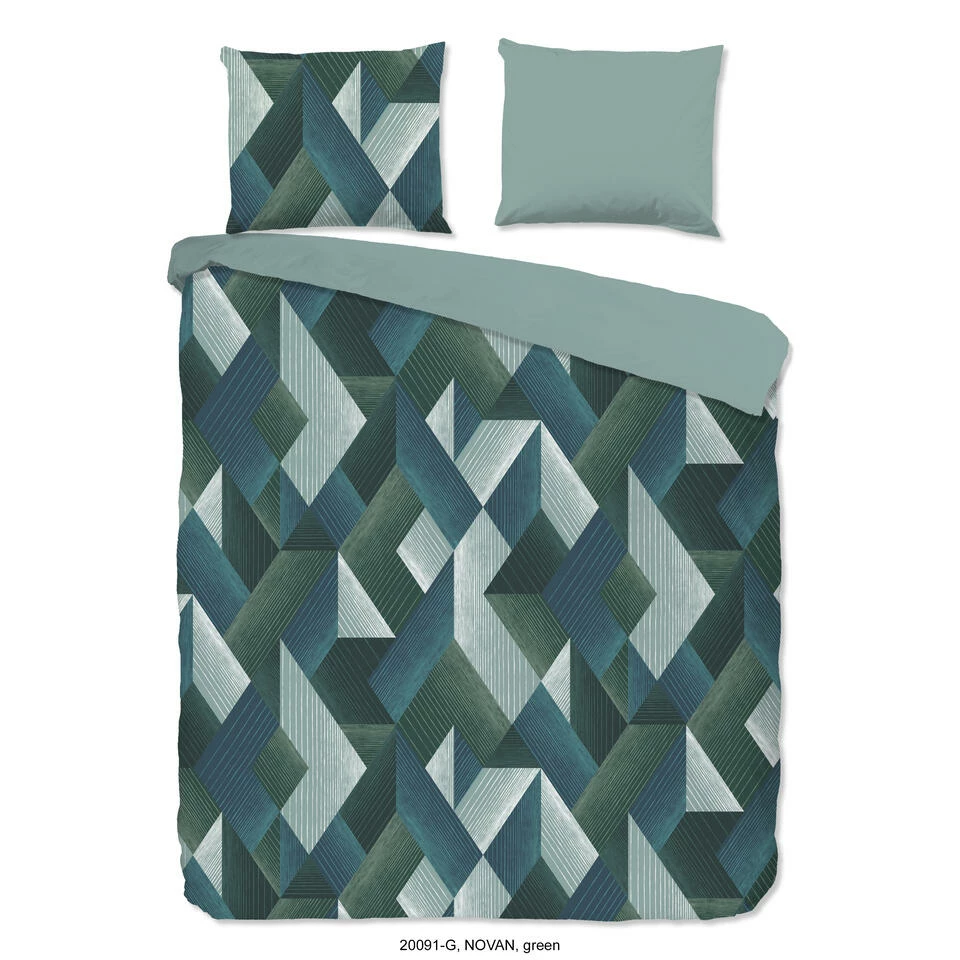 Good Morning Dekbedovertrek "Novan" - Groen - (240x220 Cm) 3 Good Morning Dekbedovertrek "Novan" - Groen - (240x220 Cm)