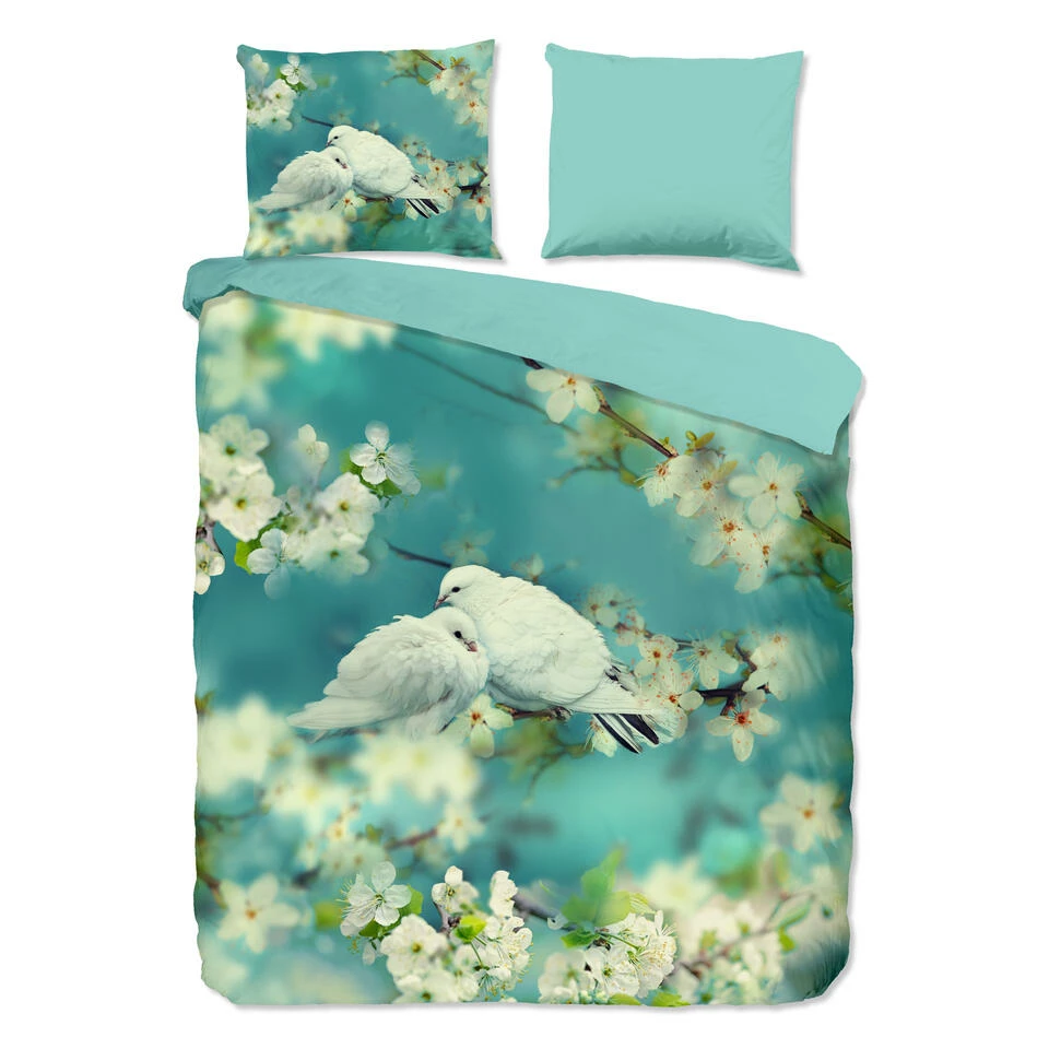 Good Morning Dekbedovertrek "Loving" - Aqua - (200x220 Cm) 3 Good Morning Dekbedovertrek "Loving" - Aqua - (200x220 Cm)