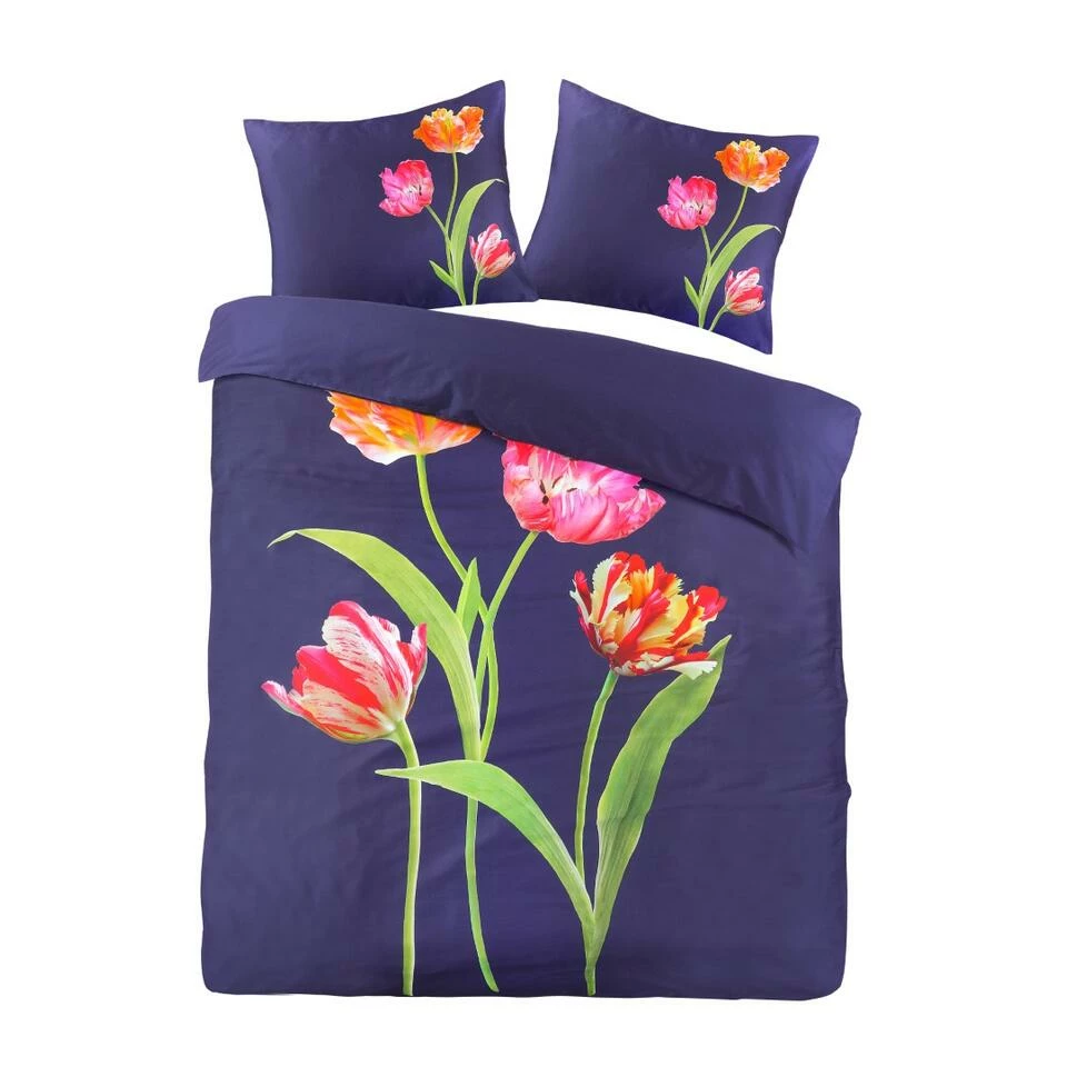 Papillon Dekbedovertrek Tulips - 240x200/220 Cm - Navy 3 Papillon Dekbedovertrek Tulips - 240x200/220 Cm - Navy