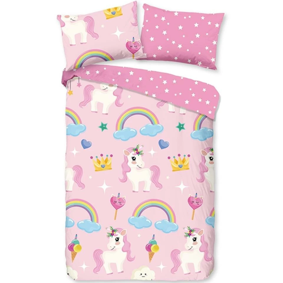 Good Morning Dekbedovertrek "Unilove" - Roze - (140x220 Cm) 3 Good Morning Dekbedovertrek "Unilove" - Roze - (140x220 Cm)