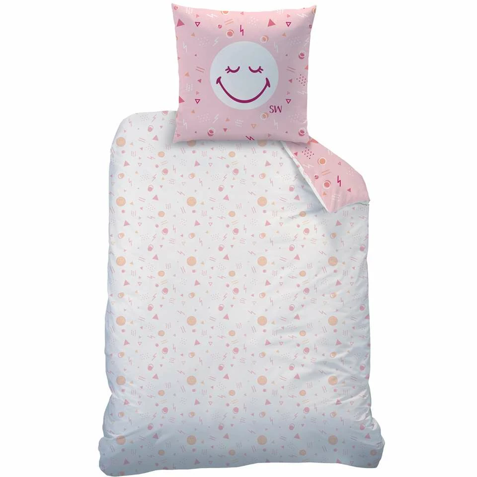 Smiley World Sunday Dekbedovertrek - Eenpersoons - 140 X 200 Cm - Roze 5 Smiley World Sunday Dekbedovertrek - Eenpersoons - 140 X 200 Cm - Roze - Afbeelding 3