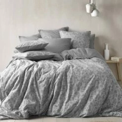 De Witte Lietaer Dekbedovertrek Lea Grey - Lits Jumeaux - 240 X 220 Cm - Flanel -NL Beddengoed Verkoop 2024 1510122571 0101