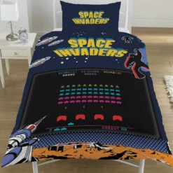 Space Invaders Coin Op - Dekbedovertrek - Eenpersoons - 135 X 200 Cm - Multi