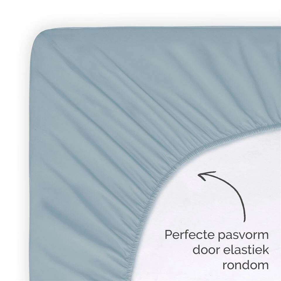 Byrklund - Hoeslaken Katoen - 180x200 Cm - Blauw 6 Byrklund - Hoeslaken Katoen - 180x200 Cm - Blauw - Afbeelding 4