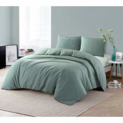 Comfort Dekbedovertrek Jorrit Effen - Groen - 140x200/220 Cm 7 Comfort Dekbedovertrek Jorrit Effen - Groen - 140x200/220 Cm -NL Beddengoed Verkoop 2024 31106082 9050