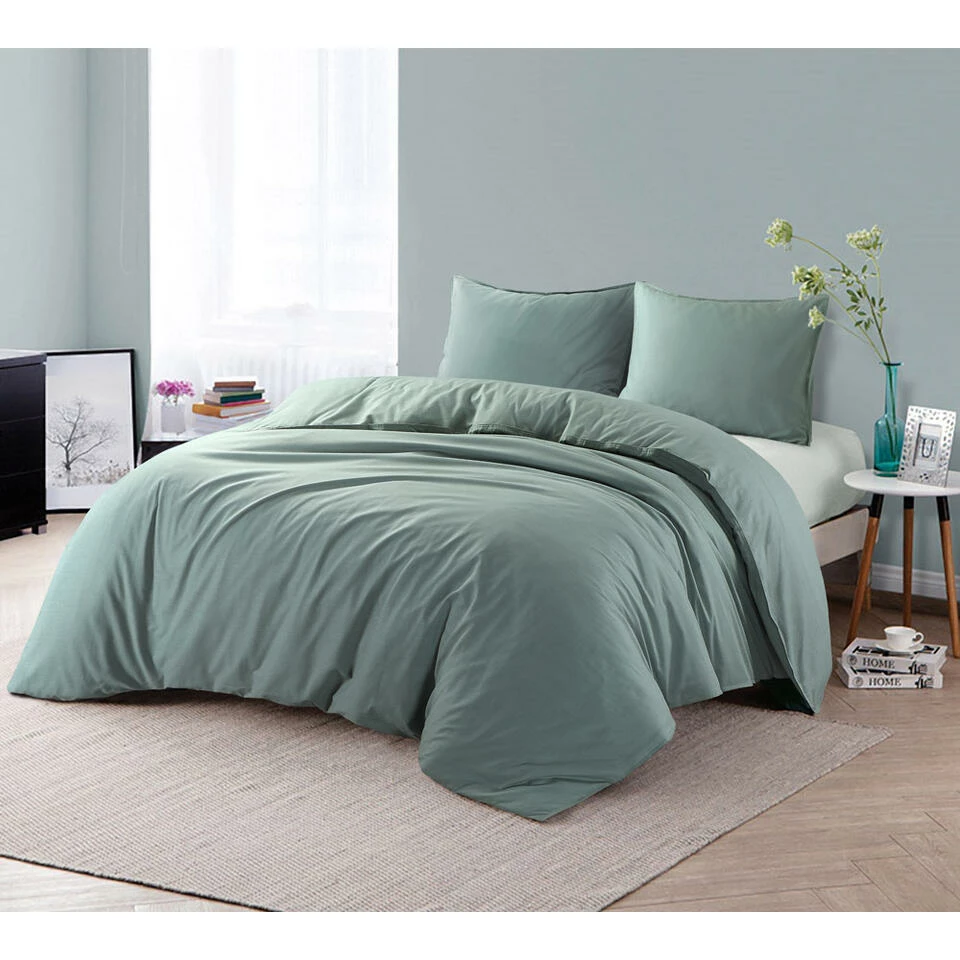 Comfort Dekbedovertrek Jorrit Effen - Groen - 140x200/220 Cm 5 Comfort Dekbedovertrek Jorrit Effen - Groen - 140x200/220 Cm - Afbeelding 3