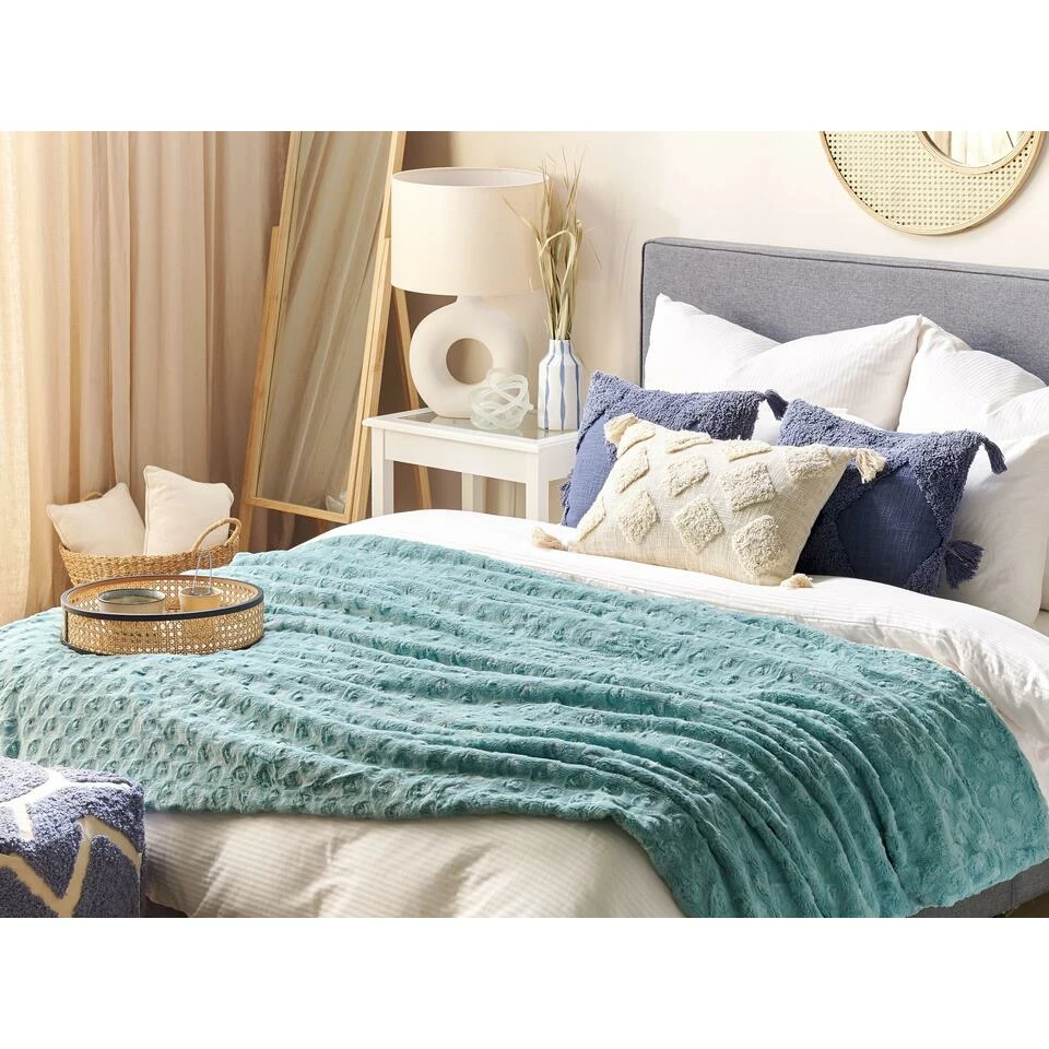 Beliani Sprei KANDILLI - Groen Polyester 4 Beliani Sprei KANDILLI - Groen Polyester - Afbeelding 2